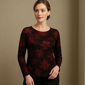 White Stag Elegant Red/Black sparkly ComfyChristmas fashion Size Large